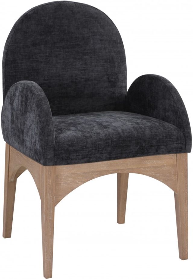 Meridian Furniture Waldorf Black/Natural Chenille Upholstered Dining Arm Chair-0