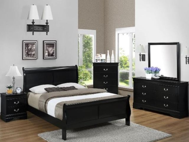 Crown Mark Louis Philip Black Wooden Full Sleigh Bed-2