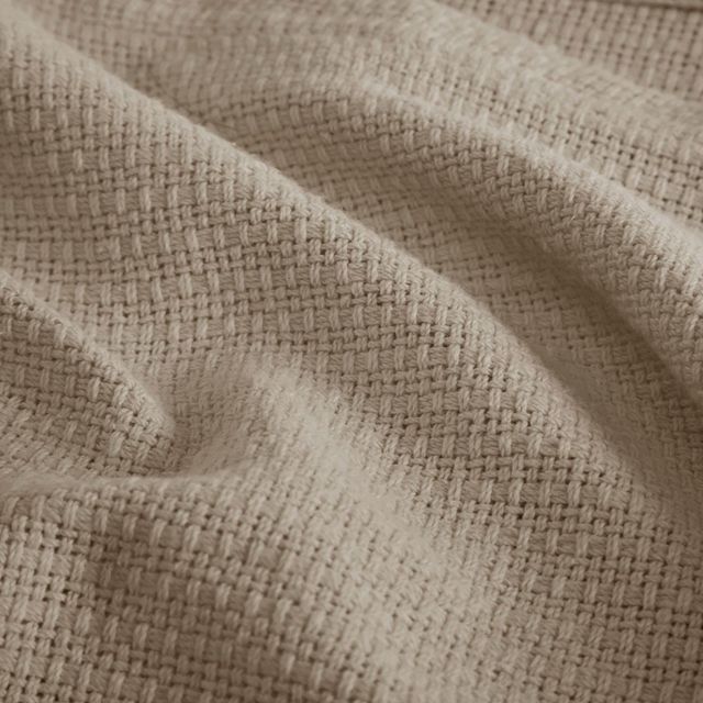 Olliix by Madison Park Freshspun Basketweave Khaki Twin Cotton Blanket-3