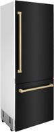 ZLINE Autograph Edition 30" 16.1 Cu. Ft. Black Stainless Steel Built-In Bottom Freezer Refrigerator with Polished Gold Accent and Bright White Interior-3