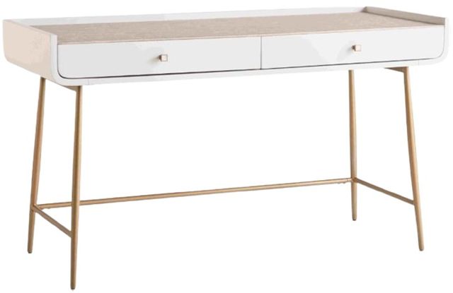 Universal Explore Home™ Love. Joy. Bliss. Miranda Kerr Home Gold/White Lacquer Allure Vanity Desk-0