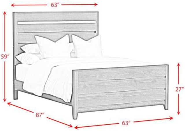 Elements International Tobias White Queen Panel Bed with LED-2