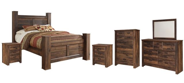 Signature Design by Ashley® Quinden 6-Piece Dark Brown Queen Poster Bed Set-0
