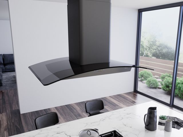 Zephyr Ravenna Island 36" Smoke Gray Glass Island Range Hood-2