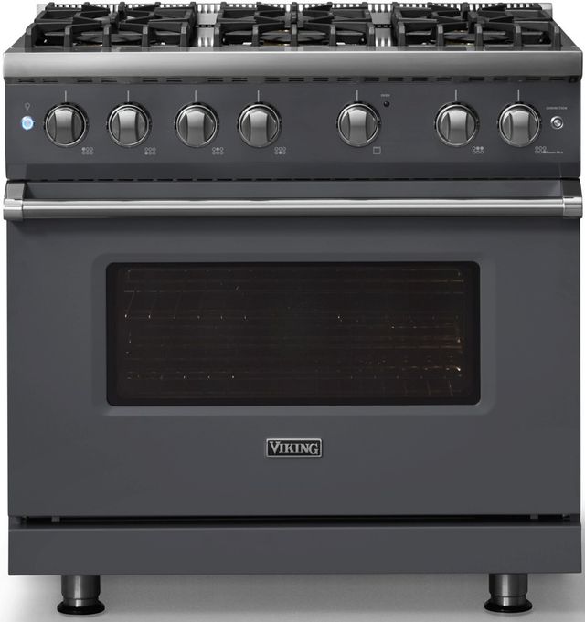 Viking® 5 Series 36" Cast Black Pro Style Gas (LP) Range with Polished Chrome Trim-3