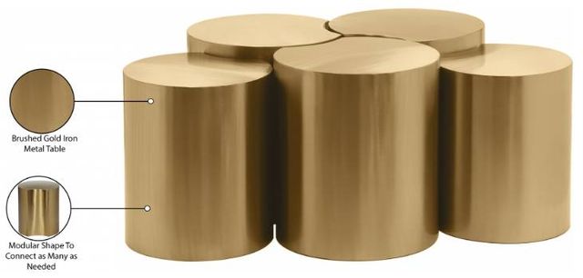 Meridian Furniture Dimple 5-Piece Gold Modular Nesting Coffee Table Set-3