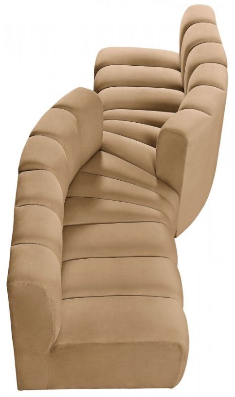 Meridian Furniture Arc 4-Piece Camel Velvet Sectional-0