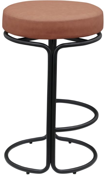 Meridian Furniture Madison Cognac/Matte Black Leather Counter Stool-0