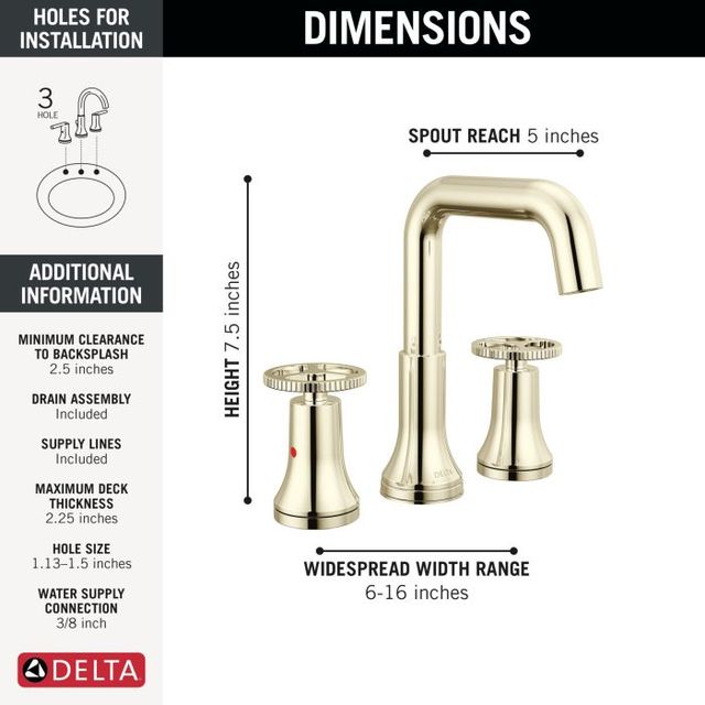 Delta Trinsic® Polished Nickel 2-Handle Wheel Widespread Bathroom Faucet-3