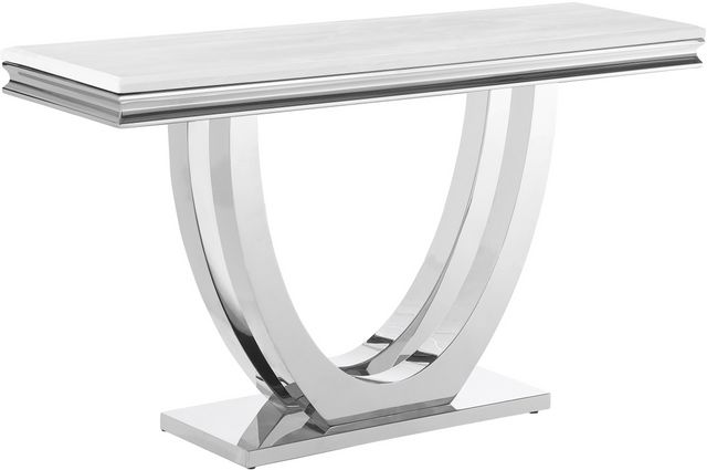 Coaster® Kerwin Marble White Sofa Table with Chrome Base