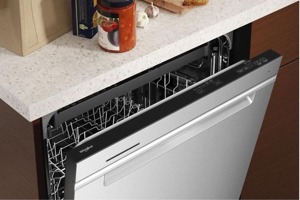 Whirlpool dishwasher in a kitchen setting