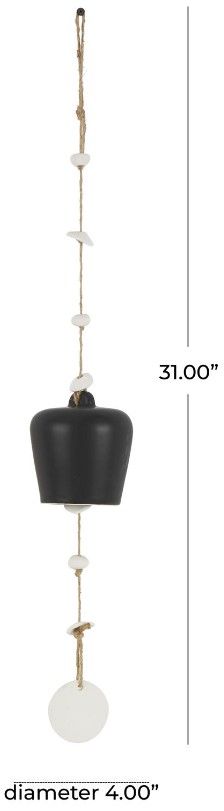 Deco Marche Black/White Handmade Bell Windchime with Cascading Disks-3