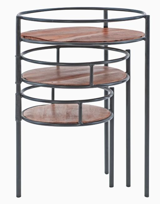 Powell® Denman Black/Natural 3-Tiered Plant Stand-4
