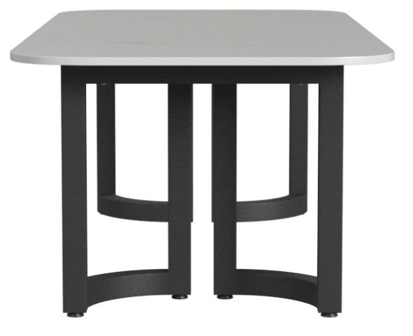 Sunset West Malibu White Sintered Stone Top Outdoor Dining Table with Matte Coal Aluminum Base-2