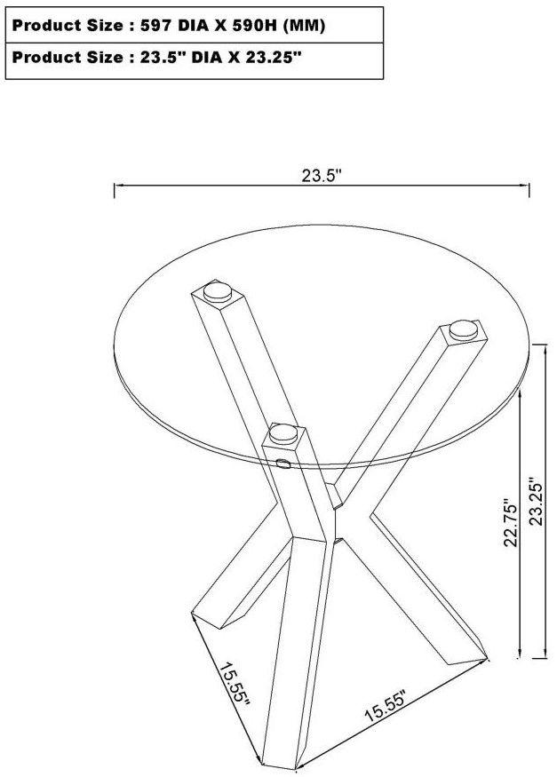 Coaster® Kenzie Tempered Glass Top End Table with Chrome Base-3