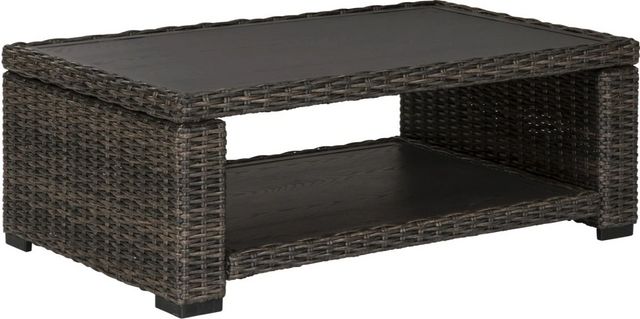 Signature Design by Ashley® Grasson Lane Brown Wicker Outdoor Rectangular Cocktail Table-0