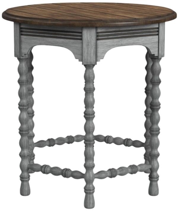 Flexsteel® Plymouth® Brown Top Lamp Table with Distressed Graywash Base