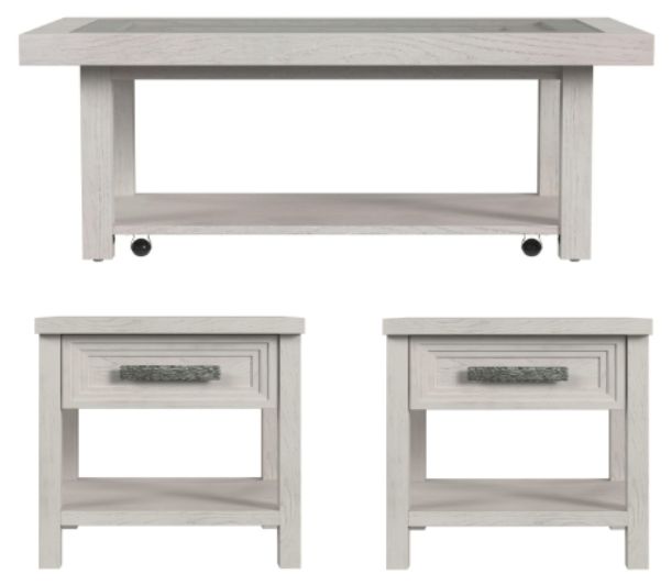 Elements International Avalanche 3-Piece Antique White Occasional Table Set-0