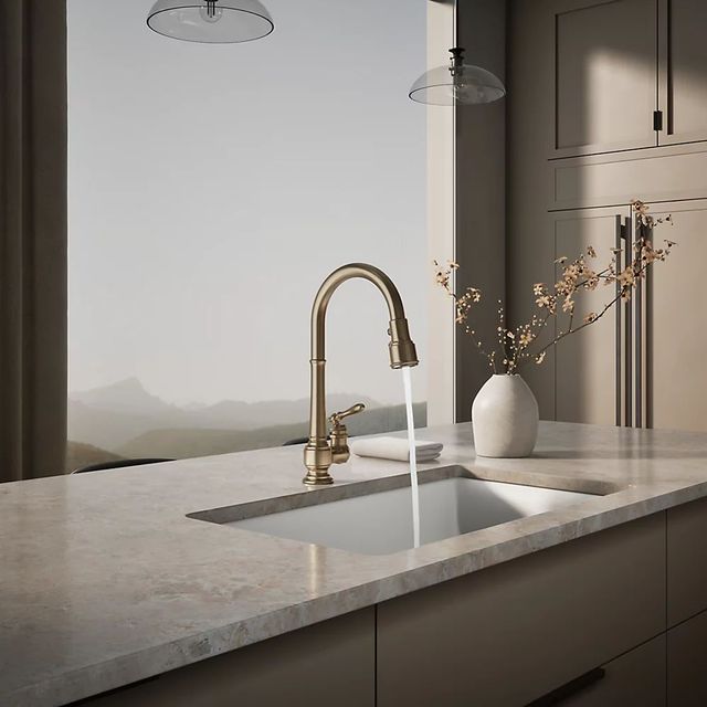 KOHLER® Artifacts® Vibrant Brushed Bronze 9" Kitchen Sink Faucet with Three-Function Spray-3