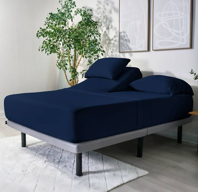 BEDGEAR® Ver-Tex Performance® 4-Piece Navy Nylon Split Head Queen Sheet Set-3
