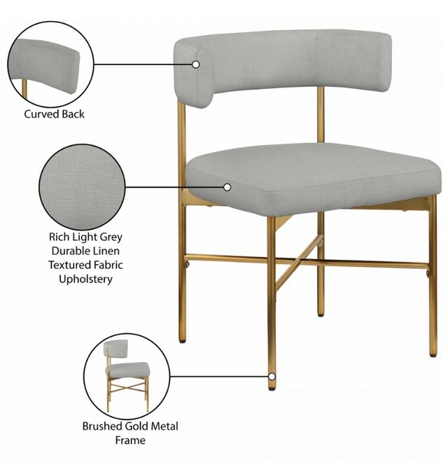 Meridian Furniture Rivage Gray/Brushed Gold Upholstered Dining Side Chair-3