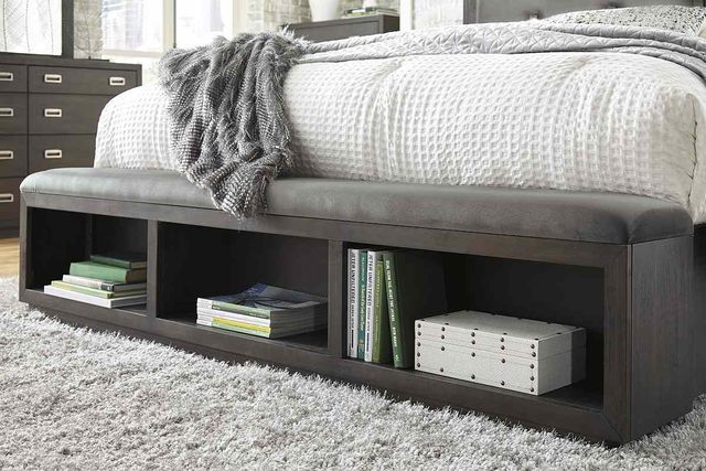 Signature Design by Ashley® Hyndell Dark Brown California King Upholstered Storage Bed-3