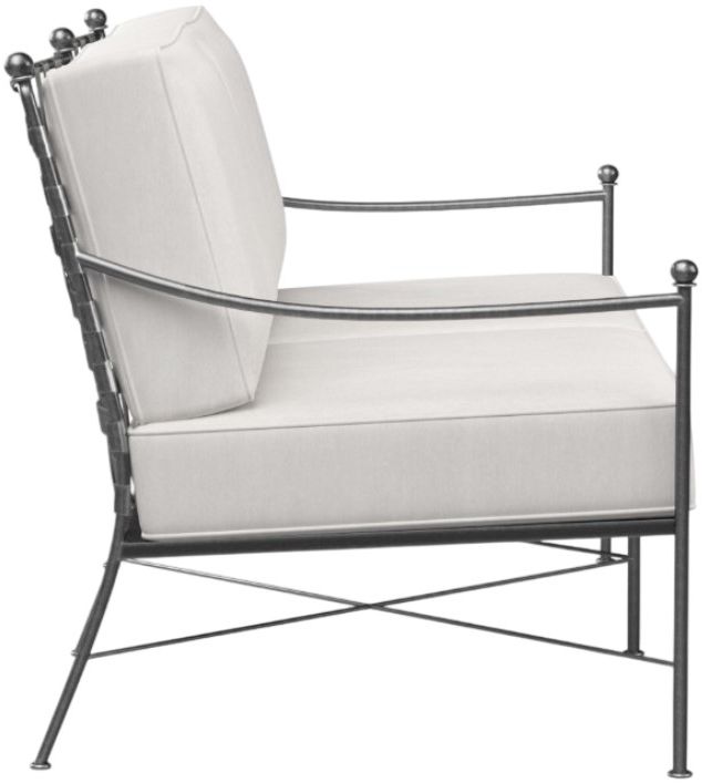 Sunset West Provence Canvas White/Century Pewter Iron Outdoor Loveseat-1