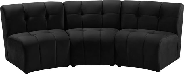 Meridian Furniture Limitless 3-Piece Black Velvet Modular Sectional-0