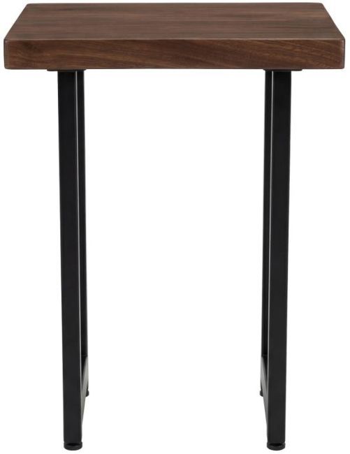 International Furniture Direct Zaphiro Brown Top Chairside Table with Black Base-2