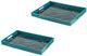 A & B Home Effra 2-Piece Blue Marbled Rectangular Tray Set-0