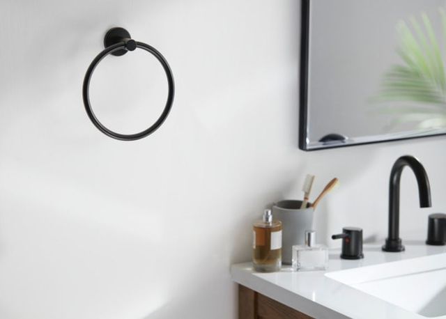 PEERLESS® Precept® Matte Black Towel Ring-1