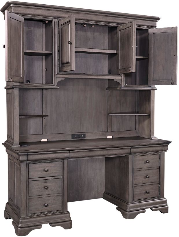aspenhome® Sinclair Ash Gray Credenza Hutch-3