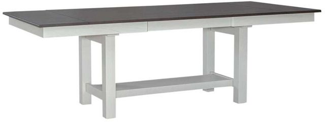 Liberty Furniture Brook Bay Carbon Gray Trestle Dining Table with Textured White Base-1