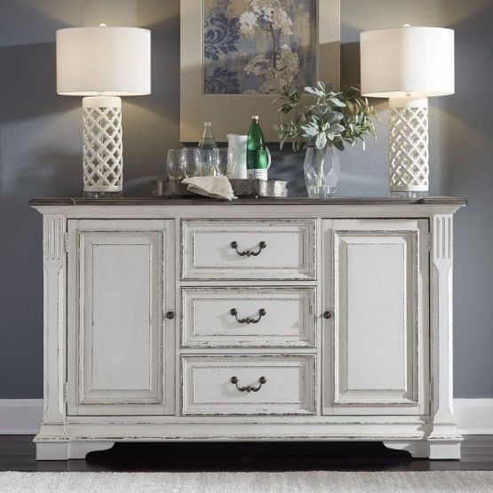 Liberty Furniture Abbey Park Antique White/Weathered Brown Buffet-1