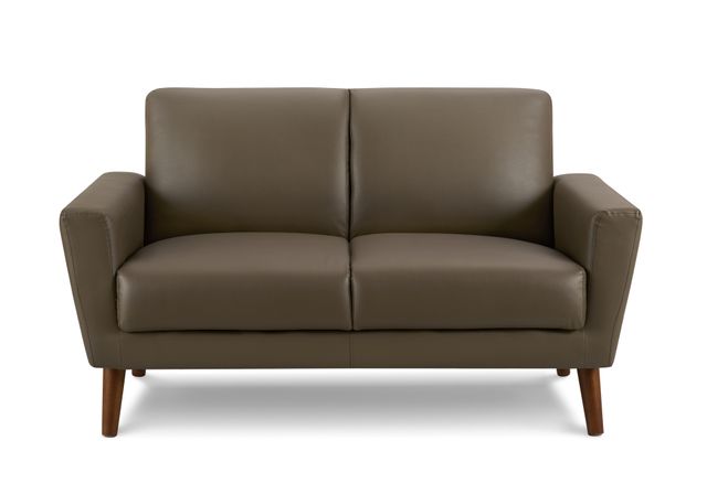 Monarch Specialties Inc. Brown 58" Faux Leather Loveseat with Walnut Legs-0