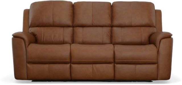 Flexsteel® Henry Caramel Power Reclining Sofa with Power Headrests and Lumbar-1