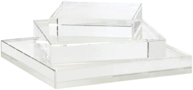 Harp & Finial® Lismore Risers 3-Piece Clear Crystal Tray Set-1