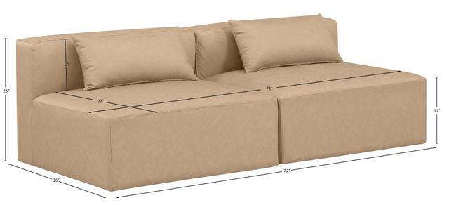 Meridian Furniture Cube 2-Piece Tan Leather Loveseat-2
