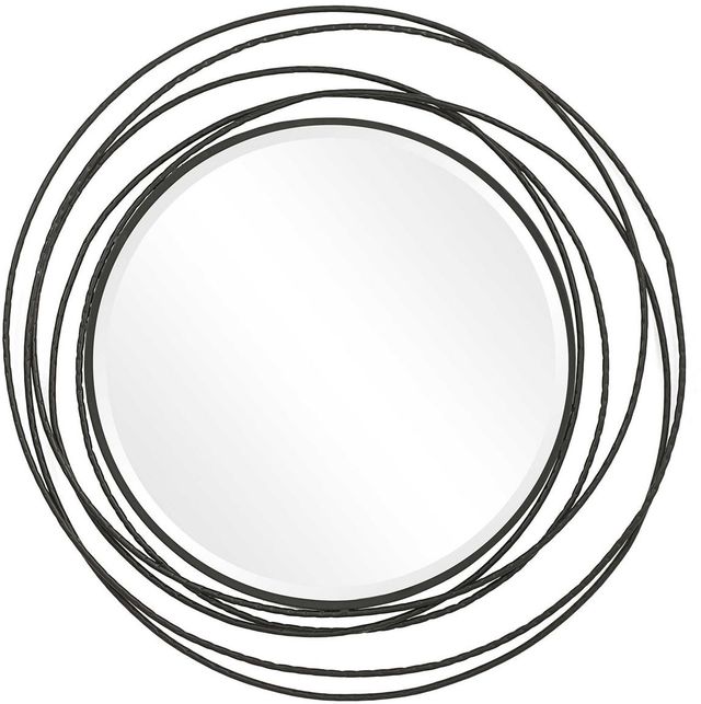 Uttermost® Whirlwind Satin Black Round Mirror-0