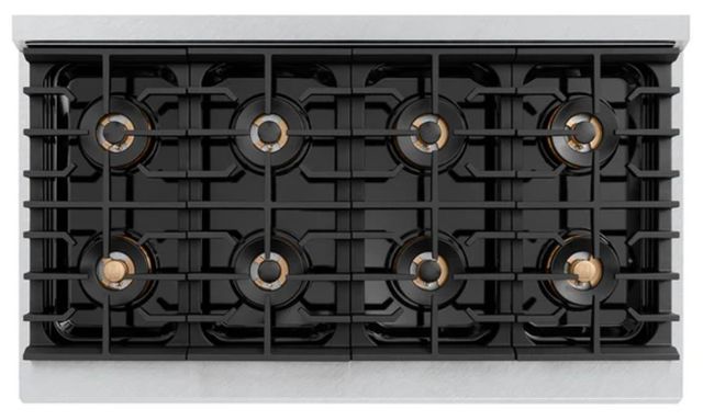ZLINE Autograph Edition Paramount 48" 6.7 Cu. Ft. Satin Stainless Steel Gas Range with 8 Burner DuoPro™ Cooktop, Dual Ovens, White Matte Doors and Matte Black Accents-2