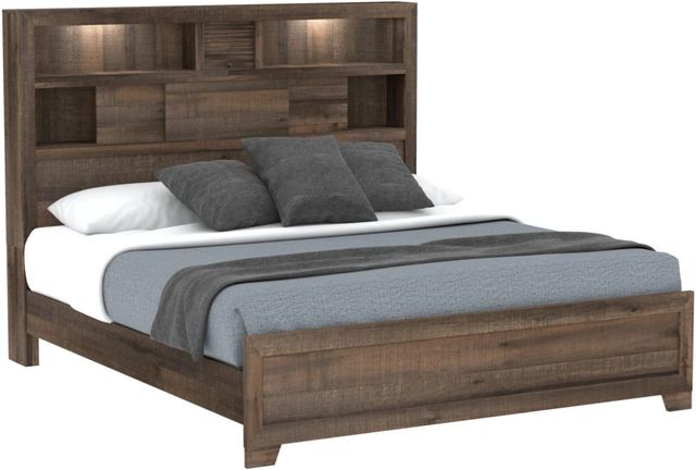 Emerald Home Peyton Brown Queen Bookcase Bed-0