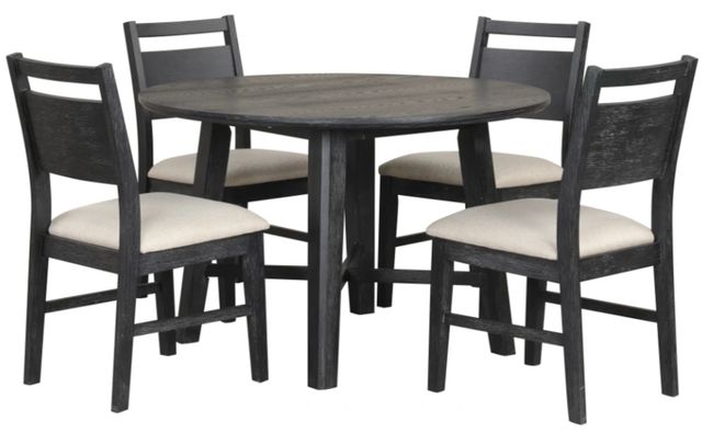 New Classic® Home Furnishings Sable Crest 5-Piece Black/Ebony Round Dining Table Set-0