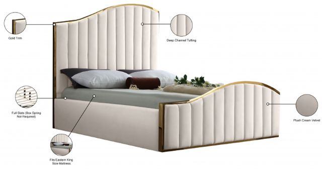 Meridian Furniture Jolie Cream King Upholstered Panel Bed-2