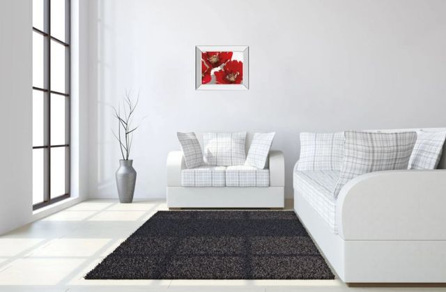 Classy Art Passion for Poppies Il by N. Barnes Mirror Framed Wall Art-2