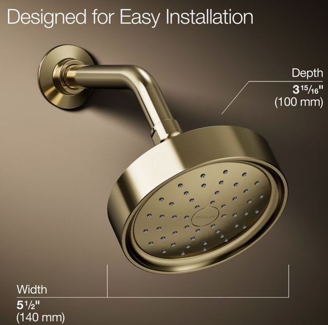 KOHLER® Purist® Vibrant French Gold 1.5 GPM Single-Function Showerhead-3
