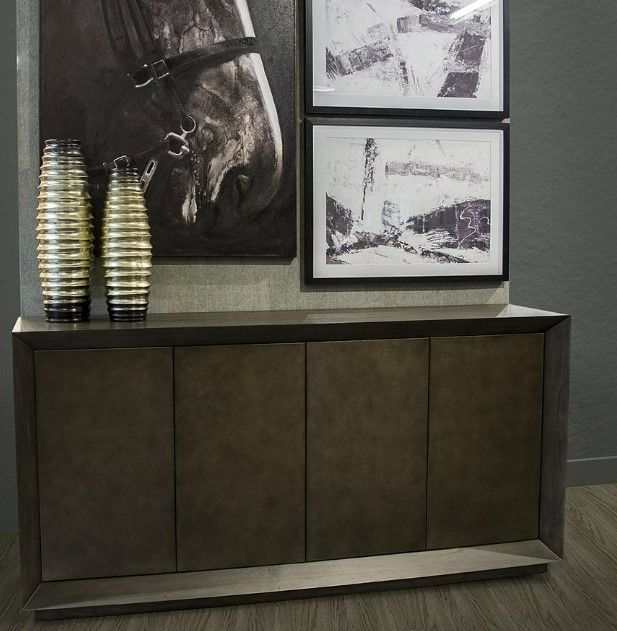 YHD Edwards Dark Brown Leather Cabinet-1