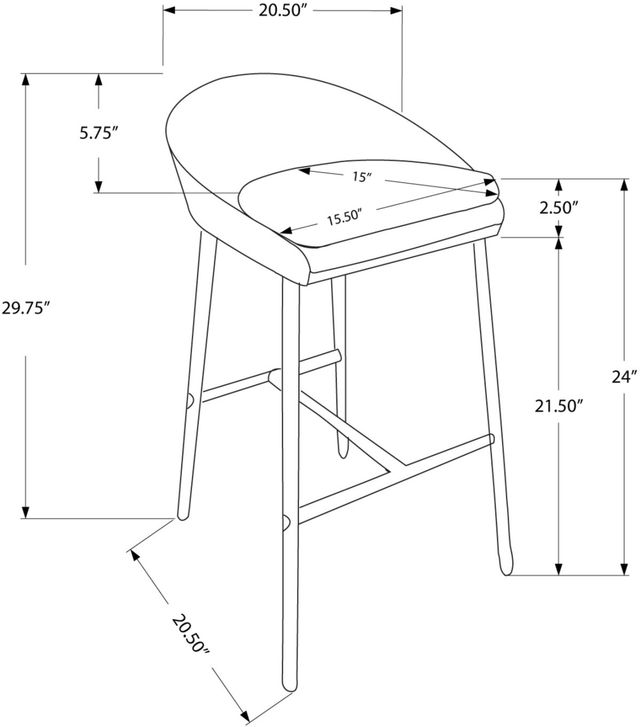 Monarch Specialties Inc. 2 Piece White Counter Stool-1