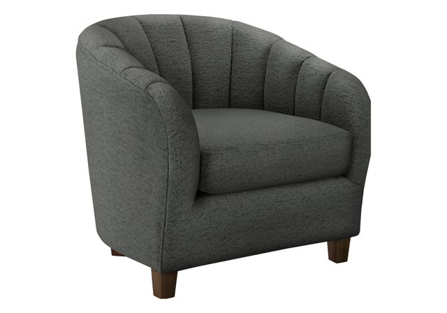Monarch Specialties Inc. Dark Grey 31" Curved Barrel-Back Accent Chair with Wood Legs-0