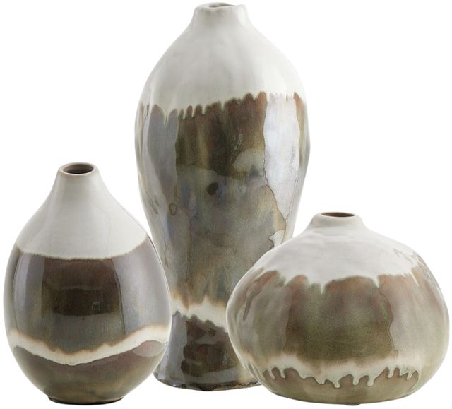 Uttermost® Earthflow 3-Piece Brown/Ivory Indoor-Outdoor Vase Set-0