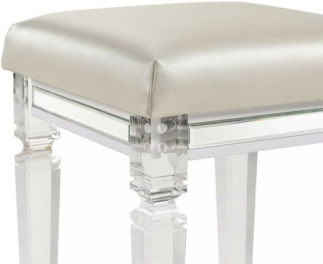 Elements International Twenty Nine White Vanity Stool-3